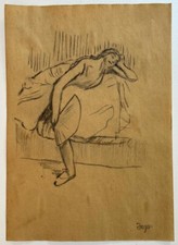 Edgar Degas (Handmade) Drawing On old Paper Signed & Stamped Mixed Media,Vtg Art picture