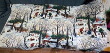 Barkcloth 1940s Grandma Moses Snow Maple SUGARING OFF Fabric HTF Excellent picture