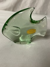 Green Genuine Lead Crystal Glass Fish Shaped Figurine Paperweight Germany picture
