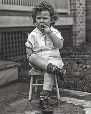 Young Boy Smoking Cigar Vintage 8x10 Photo Bizarre Odd Strange Man Cave 1920s picture
