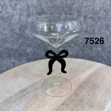 Black Bow Coupe Glass Set of 2 Holiday Glam Barware NEW Martini Champagne picture
