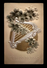 Irish Lyre with Shamrocks~Antique Airbrushed St. Patrick's Day Postcard~m239 picture