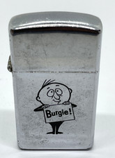 Vintage Slim Zippo Lighter Burgermeister Beer Burgie Logo Advertising picture