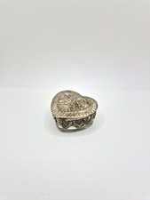 Rare Vintage Heart-Shaped Metal and glass Trinket Box picture