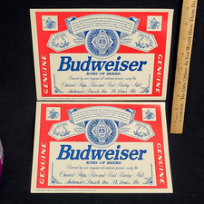 VTG (2) Anheuser Busch BUDWEISER BEER Decal STICKERS 9.5 x 6.75