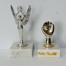 2 ANTIQUE Small Vintage trophy baseball glove winged victory 1960s marble base picture