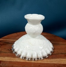 Replacement Fenton Silvercrest White Milk Glass Candlestick Holder Floral Scroll picture
