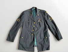 VTG 1968 US Army Class A Green Uniform Jacket 42R 131st Infantry Pins Papers picture
