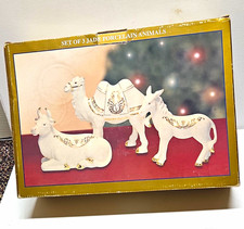 NIB Vintage Bon Ton Jade Porcelain Nativity Animals Set Camel Donkey Cow NEW VTG picture