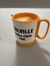 Vintage 1985 McDonald's Colville Coffee Club Whirley Travel Mug Yellow 3 5/8