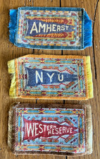 3 Antique University tobacco Cigarette Mini Felts/Rugs 1900s 4.5