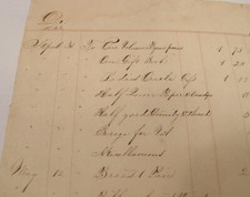1852 ANTIQUE HANDWRITTEN FEMALE TEACHER PERSONAL EXPENSES & SALARY BALANCE SHEET picture