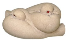 Bird Pair Couple Ceramic Figurine Sandlike Texture   Glass Eyes picture