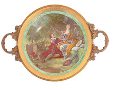 Vintage L’etoile Limoges Fragonard Porcelain Handled Tray 22K Gold France picture