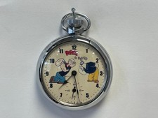Vintage Rare Popeye & Bluto Silver Pocket Watch Wind Up picture