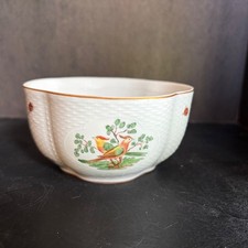 Schumann Dresden Porcelain Bird & Butterfly Basketweave Bowl A5742 31 Gold Rim picture