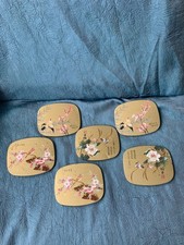 SET of 6 VINTAGE Japanese Flowers Birds cocktail / Decorative Coasters  picture