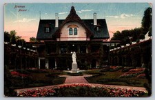 Bremen Meierei German Estate Postcard Paul Andress Villa Garden Statue c1910 picture