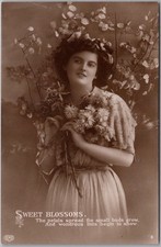 c1910s PRETTY LADY Real Photo RPPC Greetings Postcard 