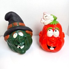 Vintage 1989 Dan Dee Halloween Foam Pumpkin Ghost & Witch Decor Lot of 2 picture