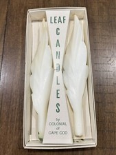 Rare Vtg Colonial of Cape Cod Twisted Leaf Shape Candles #620 White USA Made picture
