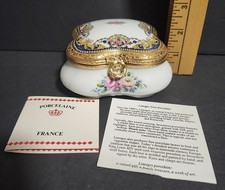 Imperia Limoges France Porcelain Pillow Trinket Box 22K Gold Trim COA Included picture