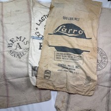 Vintage Grain Feed Sacks Lot Bemis Larro General Mills Farmhouse Decor 4 pc picture