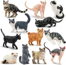 12PCS Cat Figurines, Plastic Cat Figures Realistic Kitten Toys, Cat Cake Toppers picture
