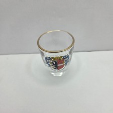 Vintage Garmisch-Partenkirchen Shot Glass Gold Rim German Souvenir Crest Clear picture