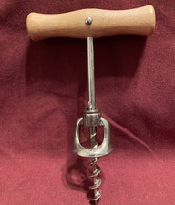 Vintage Italian Wood-Handled Steel Corkscrew picture