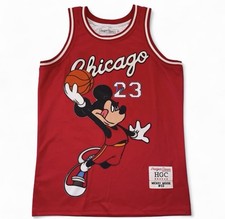 Headgear Classics NBA Chicago Bulls Mickey Mouse #23 Jersey Red White Size S picture