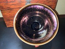 Authentic Chinese Jianzhan Tenmoku Bowl Obisidian Transformation Glaze 8.0 X3.5