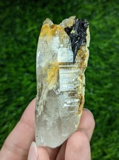 113-gm Rutile included Lemurian Quartz Crystal with Black Tourmaline & Albite picture