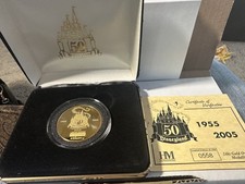 The Highland Mint Disneyland 50th 24kt Gold Overlay Medallion 2005 COA picture
