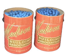 Rare Antique Madison Building Assoc. Cincinnati Advertising Match Containers Set picture