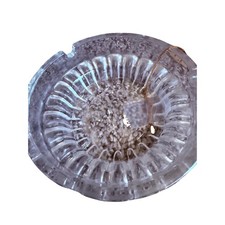 Vintage Clear Pressed Glass Round Ashtray Ribbed Mid Century Trinket Dish 4.25in picture