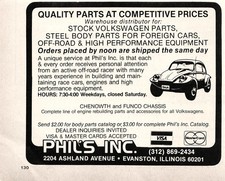 Phil's Inc Quality Stock Volkswagen Beetle Parts Evanston IL Vtg Mag Print Ad picture