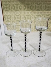 PartyLite Harlequin Votive Holder Set P7282 Stemmed Blue Glass Tealight Holder picture