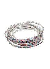 Multi-Color Gemstone Stretchable Bracelet Bands-Set 14k Yellow Gold plated picture