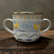 Retired Vintage Children's Enamelware Mug MacKenzie-Childs Double Handle Cup picture