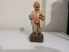 (Broken) Vintage Anri Hand Carved Psychiatrist 6.5” Wooden Figurine Italy picture
