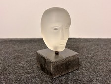 Kosta Boda Sweden Brains Head Art Glass Sculpture on Stand by Bertil Vallien picture
