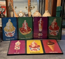 1965 Dairy Queen DQ Advertising Window Signs 7 Pc Set Framed Vintage 10x17 picture