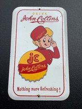 Rare Vtg Drink John Collins General Store Door Palm Push Porcelain Metal Sign picture