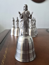 Danbury Mint Crown & Rose Pewter Jesus and 12 apostle’s Figurine Bells 4.75 “ picture