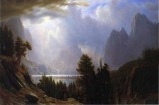 Hand painted Oil painting Landscape with mountains before storm on canvas 36