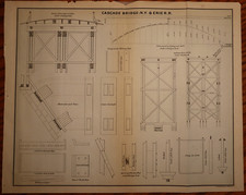 Rare 1856 Railroad Drawing - View of Cascade Bridge - New York & Erie Railroad picture