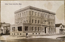1910 RPPC - LINCOLN, NEBRASKA antique printed photo postcard B.P.O.E. ELKS CLUB picture