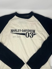 Vintage Harley Davidson Motorcycle Cream Black Long Sleeve Shirt (M) picture