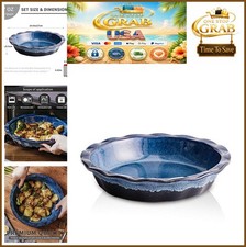 Ceramic Pie Dish 9 Inch Round Deep Dish Baking Pan Blue Reactive Glaze Oven picture